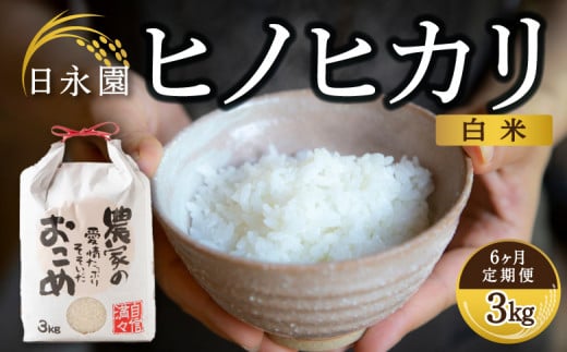 【6ヶ月定期便】日永園 ヒノヒカリ 白米3kg×6ヶ月 【2025年11月下旬より発送予定】 米 お米 ご飯  うきは市