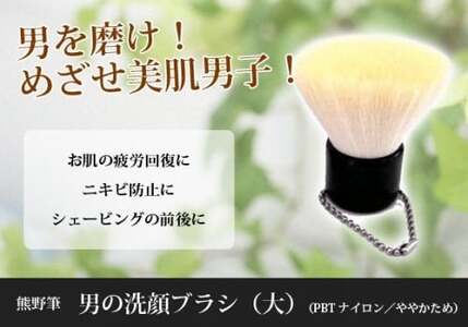 熊野筆 化粧筆 男の洗顔ブラシ大【特許取得】抗菌加工【洗顔ブラシ 洗顔料 泡 濃密泡 敏感肌 美肌 メンズメイク 抗菌 特許 職人技 高級 手作り お手入れ】 22-7