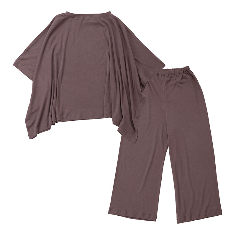 moun　ポンチョ風　レディース　ルームウェア　綿モダール　日本製　M～L（ブラウン）