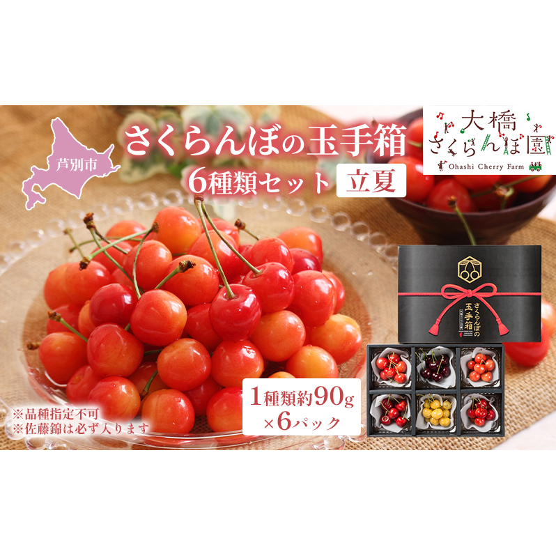 先行予約 さくらんぼ さくらんぼの玉手箱 6種類 セット ※品種指定不可 サミット 月山錦 南陽 紅秀峰 佐藤錦 食べ比べ フルーツ 果物 季節のフルーツ 旬 旬のフルーツ 夏 ギフト 贈り物 贈答 プレゼント 北海道 芦別市