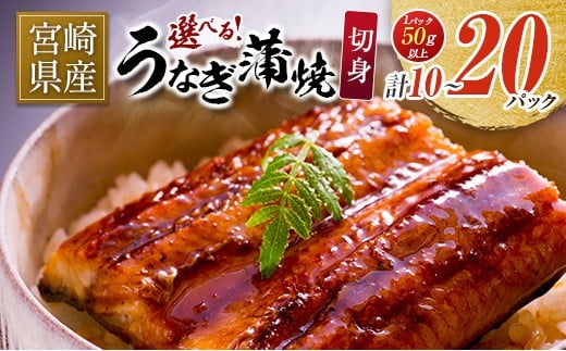 
            宮崎県産 うなぎ 蒲焼 切身 10パック 20パック 計500g～1kg 個包装 国産 鰻 10枚 20枚
          