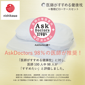 枕 西川 nishikawa New 医師がすすめる健康枕 もっと横楽寝 プレミアム ピローケース付き 低め ブルー P365W まくら