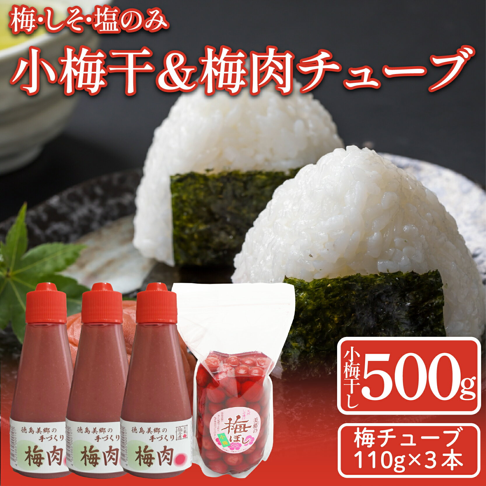 【ふるさと納税】 小梅干し 500g 1袋 梅肉チューブ 110g 3本 詰め合わせ 小梅干 梅肉 《 2025年11月から順次発送予定》 国産 梅 うめぼし 梅肉 便利 梅干 おにぎり 料理 ご飯のお供 常温 ギフト 贈答 送料無料 美郷 徳島県 吉野川市 美郷梅工房