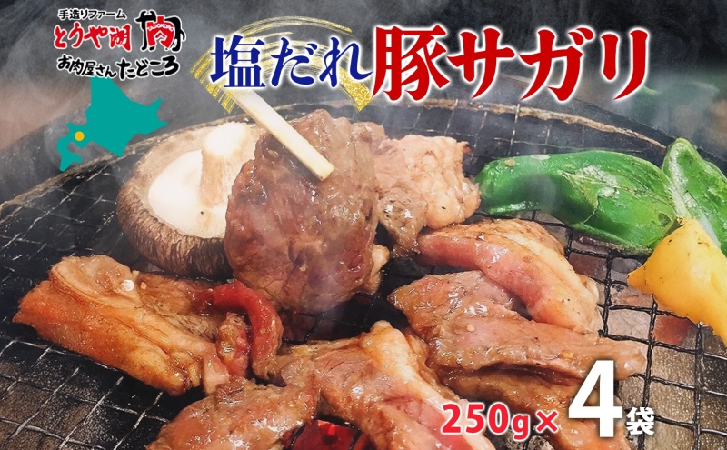 塩ダレ豚サガリ 250g×4袋 豚肉 焼肉 ヘルシー サガリ肉 酒のお供 おつまみ おかず 白米 冷凍 焼くだけ簡単 一人暮らし 真空パック お取り寄せグルメ お肉屋 たどころ 送料無料 北海道 洞爺湖町