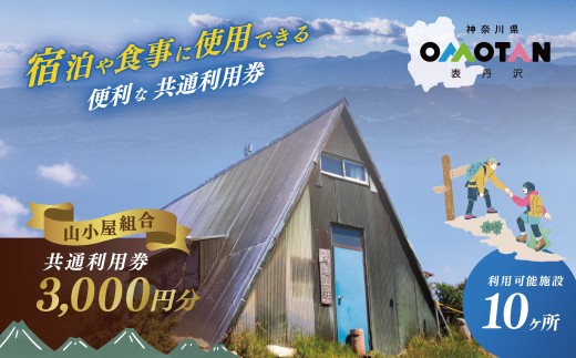 丹沢山小屋組合の利用券3,000円分｜宿泊券 利用券 秦野市 表丹沢 アウトドア キャンプ 登山 百名山 関東の山 体験 神奈川 野外 バーベキュー カフェ 旅行 山あるき トレッキング 商品券