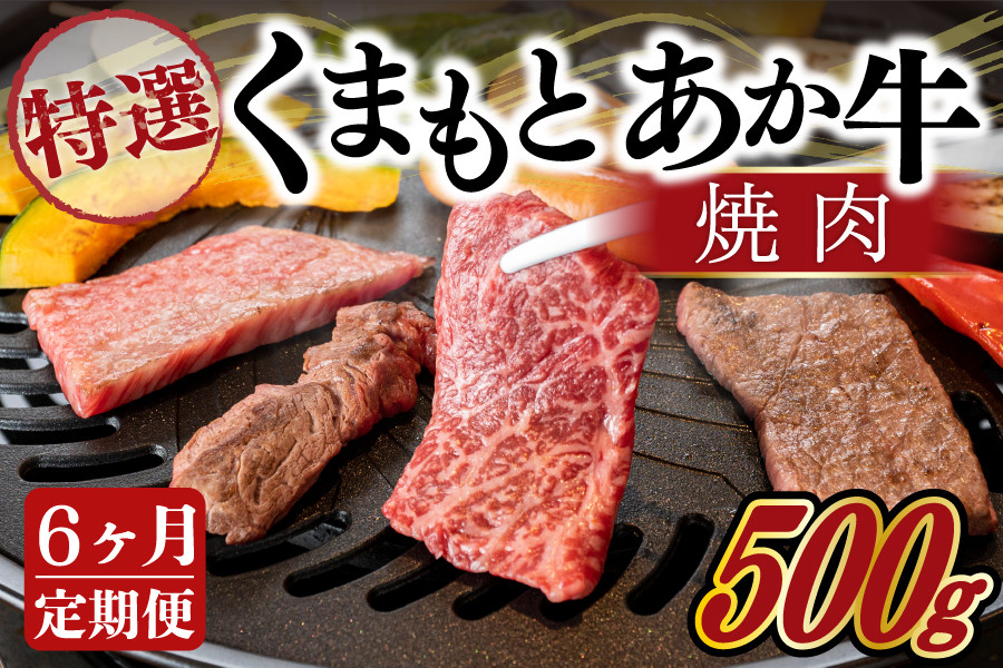 
【6ヶ月定期便】ＧＩ認証取得 くまもとあか牛（特選・焼肉用500g）
