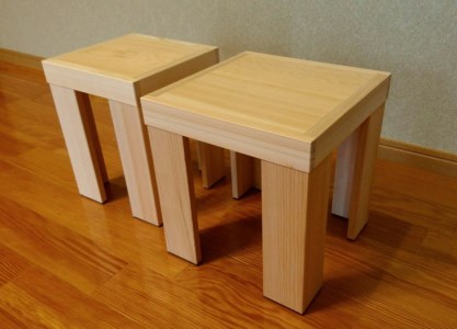 木の香アート『まどころ』 桧の多用途二連スツール  