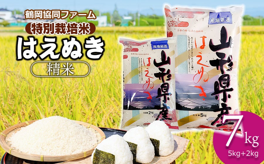 
            【令和7年産先行予約】 特別栽培米はえぬき 7kg (5kg+2kg) 山形県鶴岡産　鶴岡協同ファーム
          