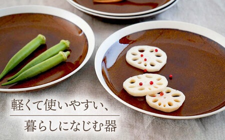 【美濃焼】[軽量食器] TLPリムバンド ブラウン 9インチ クープ×4枚 セット【井澤コーポレーション】食器 皿 プレート [TBP101]