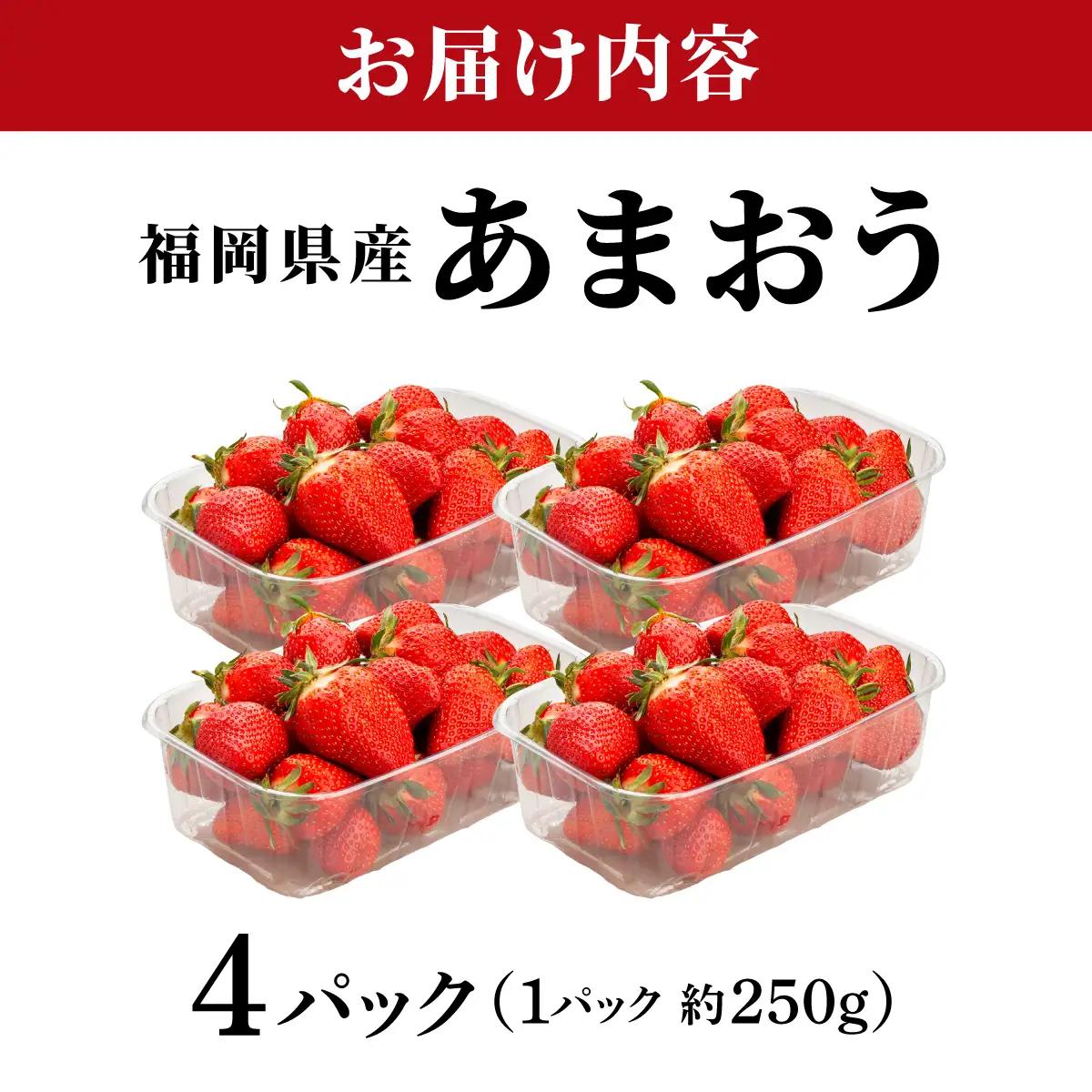 福岡県産あまおう4パック（約250g×4パック）