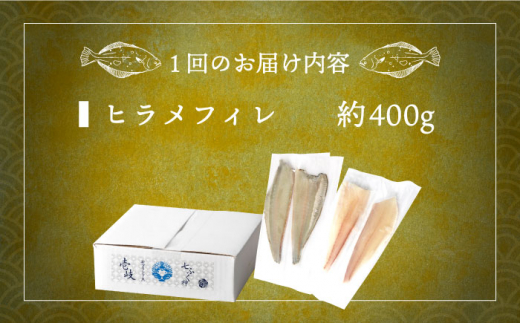 【全6回定期便】ヒラメフィレ 約400g（1尾・1kg台前後）《壱岐市》【なかはら】 [JDT037] ヒラメ ひらめ フィレ 柵 刺身 刺身ブロック 刺し身 切身 冷凍 海鮮 海鮮丼 162000 