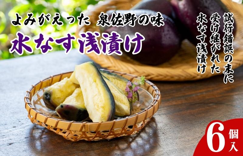 010B1970 よみがえった泉佐野の味 水なす浅漬け6個【泉州 泉佐野産 水ナス 水茄子 ぬか漬け 漬物】