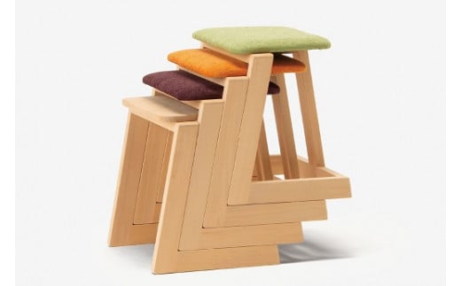 ハンの木の家具 スタッキングスツール（布座）グリーン