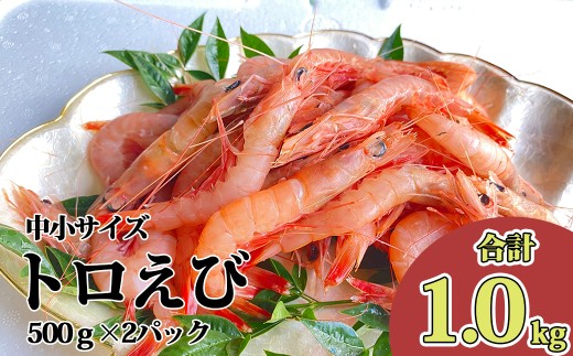 トロ えび  中 小 サイズ 1.0kg 冷凍 海老 500g 2パック お刺身 駿河湾 エビチリ エビ餃子 海鮮