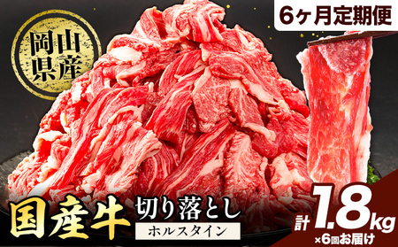 牛肉 肉 国産牛 切り落とし ホルスタイン 大容量 小分け 1.8kg × 6ヶ月定期便 《お申込み月の翌月から出荷開始》岡山県産 岡山県 笠岡市 お肉 にく カレー 牛丼 牛肉 切り落し 小分け 切落し 牛肉 小分け 牛肉