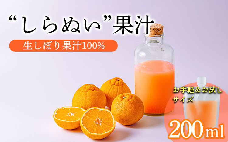 濃厚な甘さ 手搾り不知火(しらぬい)果汁200ml×1p  [保存料不使用10000円 ワンストップオンライン] TF0882-P00074