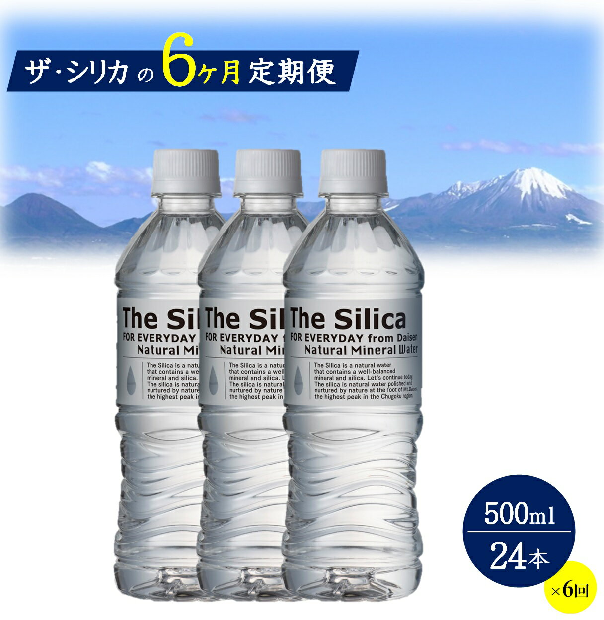【ふるさと納税】水 定期便 500ml ×24本×6ヶ月 シリカ水 The Silica シリカ 水 天然水 お水【25-036-003】ミネラルウォーター ケース ケイ素 箱 まとめ買い ナチュラルミネラルウォーター 鳥取県・大山山麓のおいしい天然水 軟水 ザ・シリカ 米子市 6回