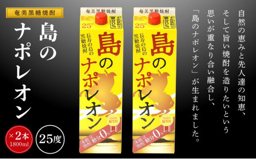 
奄美黒糖焼酎 島のナポレオン 紙パック 25度 1800ml×2本
