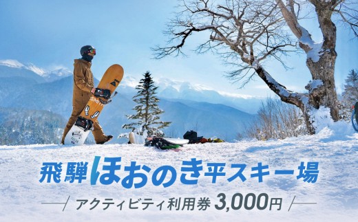【先行予約 2026年11月上旬より発送】飛騨ほおのき平スキー場　アクティビティ利用券3,000円 | スキー スノーボード リフト チケット アウトドア ウィンタースポーツ スポーツ 利用券 人気 旅行 つむぎ果樹園 GH017