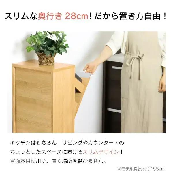 木製2分別ダストボックス ナチュラル おしゃれ ゴミ箱 完成品 燕三条製 [川口工器] 