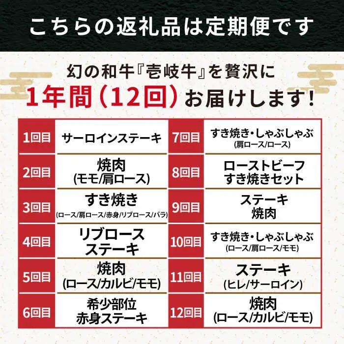 【全12回定期便】《100万》 壱岐牛 ギュギュギュ 定期便 （弐）《壱岐市》 肉 ステーキ 焼肉 しゃぶしゃぶ すき焼き 赤身 [JZX011]