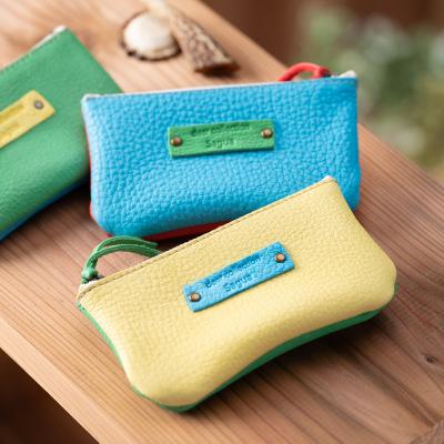 ふるさと納税 宍粟市 鹿革コレクション【蒲公英×翠】ポーチジッパーモデル　AN3