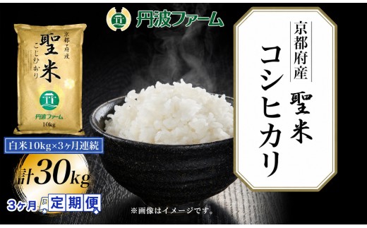 ＜定期便3回＞ ＜令和7年産＞京都府産コシヒカリ「聖米」白米 計30kg (10kg×定期便3回) 【fc-ZW002-R7-B】【丹波ファーム】