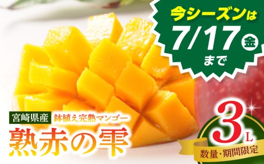 《2026年発送先行予約》【数量・期間限定】宮崎県産鉢植え完熟マンゴー 熟赤の雫(あかのしずく) 化粧箱入り3L×2玉_M168-005-02