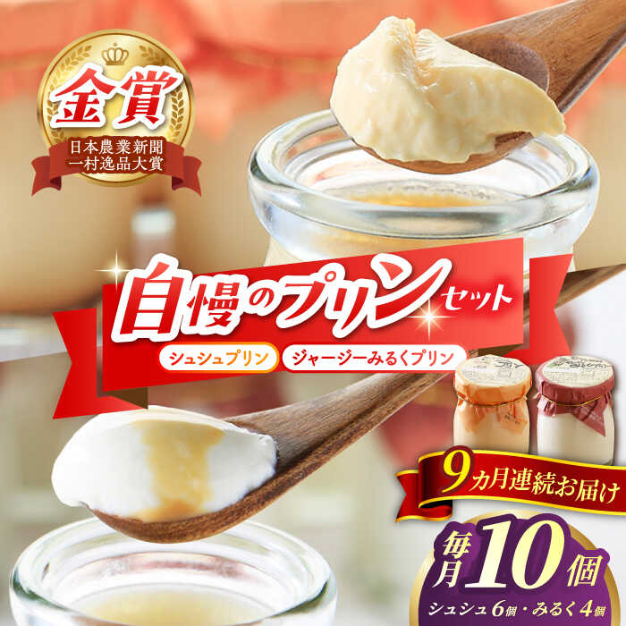 【ふるさと納税】【9回定期便】シュシュプリンとジャージーみるくプリンセット 10個/月（計90個）/ プリン スイーツ ミルク ジャージ?牛乳 / 大村市 / おおむら夢ファームシュシュ[ACAA322]