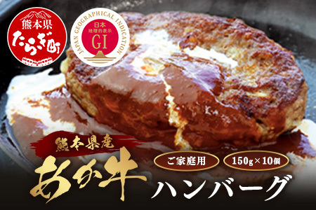 《年末発送 受付中》GI認証 くまもと あか牛 ハンバーグ《ご家庭用》150g×10個 あか牛100％ 赤身 冷凍 熊本県産 あかうし はんばーぐ 惣菜 おかず 和牛 牛肉 年内発送 年内配送 年末年始 073-0409-R712
