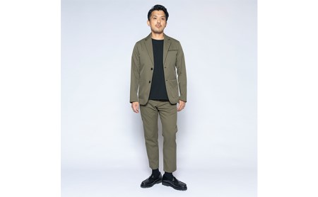 【ふるなび限定】メンズ アンクルストレートパンツ「ワークウェアスーツ」スーツに見える作業着 　 丸洗い可 ストレッチ 速乾 部屋干し可 撥水 シワになりにくい　オリーブ FN-Limited-SP フ