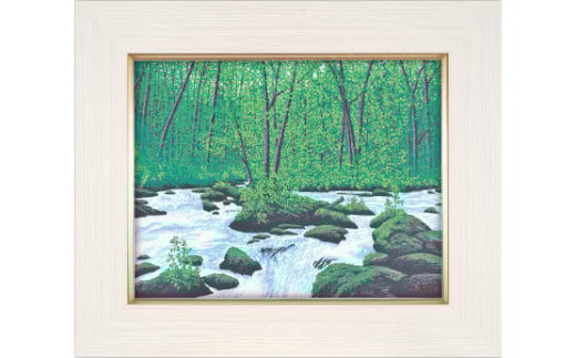 「渓蒼」【 版画 額付 小川手漉和紙 日本版画会 小暮真望 東松山 埼玉県 芸術 美術 風景 自然 送料無料 埼玉県 東松山 バージョン 美しい ギャラリー アーティスト アート ART 芸術 デザイン インテリア 絵画 限定版 芸術品 オリジナル 青森県 十和田市 奥入瀬渓流 奥入瀬の四季 夏 渓流 緑 】