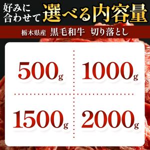 栃木県産黒毛和牛切り落とし　500g 真岡市 栃木県 送料無料