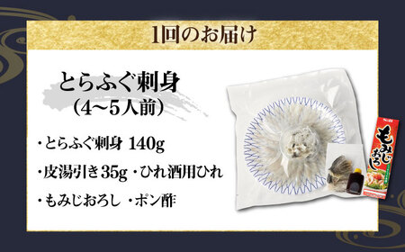 【全3回定期便】壱岐産 とらふぐ 刺身 4から5人前（皮・ヒレ付）[JDT027]