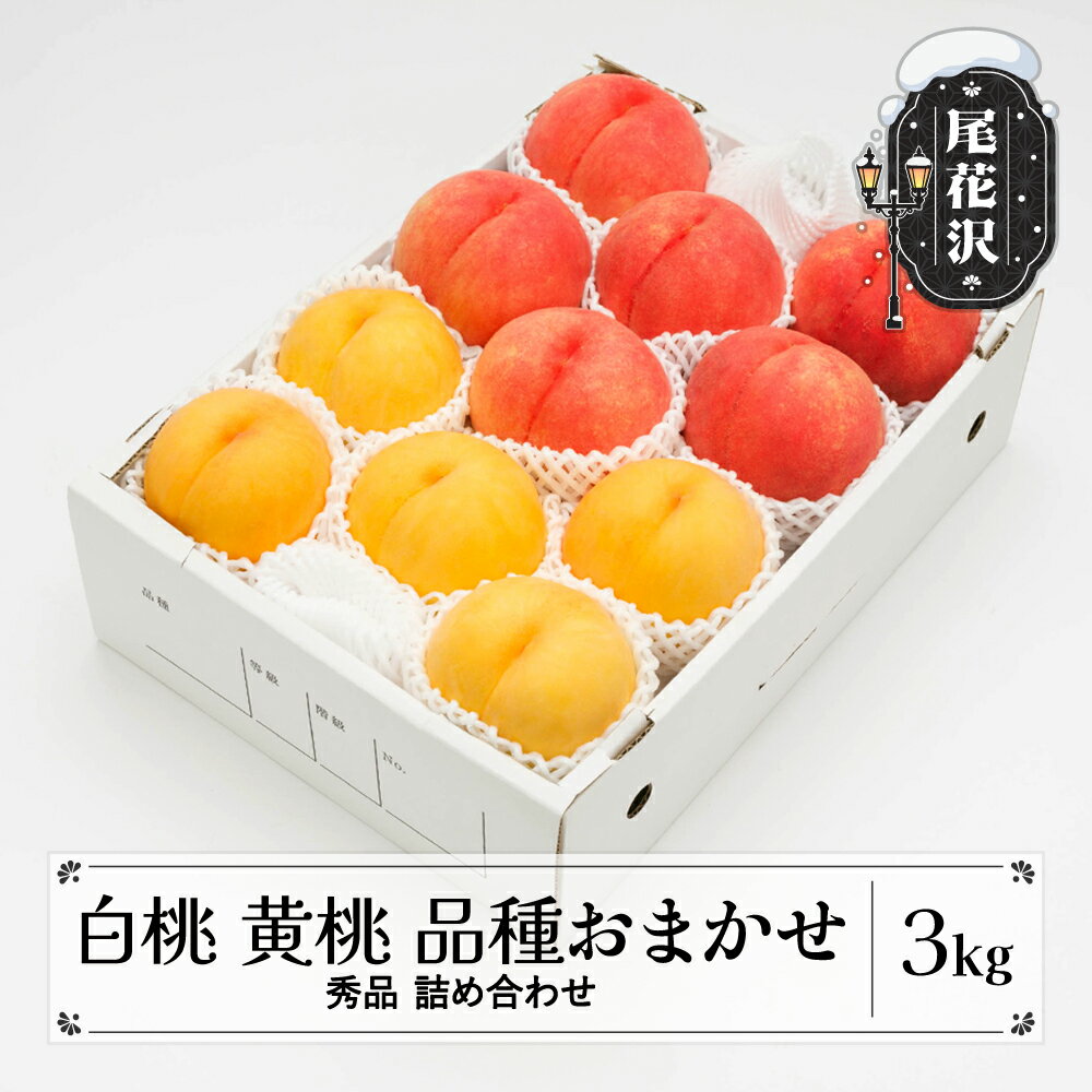 【ふるさと納税】先行予約 もも 白桃 有袋黄桃 秀品 詰め合わせ 品種おまかせ 約3kg （7~13玉）化粧箱入 フルーツ 果物 アソート 令和8年産 2026年産 山形県産 ns-mohot3※沖縄・離島への配送不可