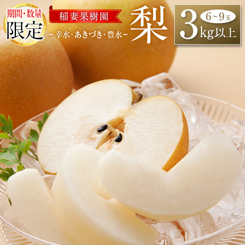【ふるさと納税】＜期間・数量限定＞稲妻果樹園の『梨』3kg以上（幸水・あきづき・豊水のいずれか）宮崎県新富町産