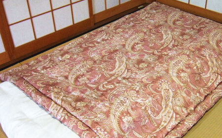 国産真綿100％使用 近江真綿 手引き布団 1.0kg シングル 【赤色】　滋賀県長浜市/小野商店[AQBN014]
