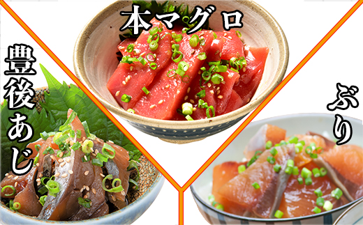 [2月発送開始]＜定期便・全3回＞大分郷土料理りゅうきゅう全9種を3回に分けてお届け！(3種×2食×3回) 刺身 冷凍 セット 海鮮 漬け 産地直送 大分県 真空パック 小分け 惣菜 人気 海鮮丼 漬