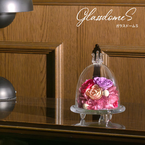 ガラスドームS 花 お花 プリザーブドフラワー ギフト プレゼント お祝い 誕生日 お供え アレンジ インテリア 東京都 墨田区 ピンク×パープル