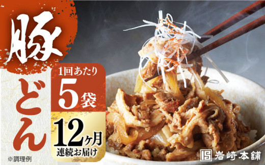 【全12回定期便】【簡易包装】豚どん5袋  [EAB028] 豚丼 豚どん ぶたどん 豚丼の具 冷凍 レトルト レンジ 岩崎本舗 定期 定期便