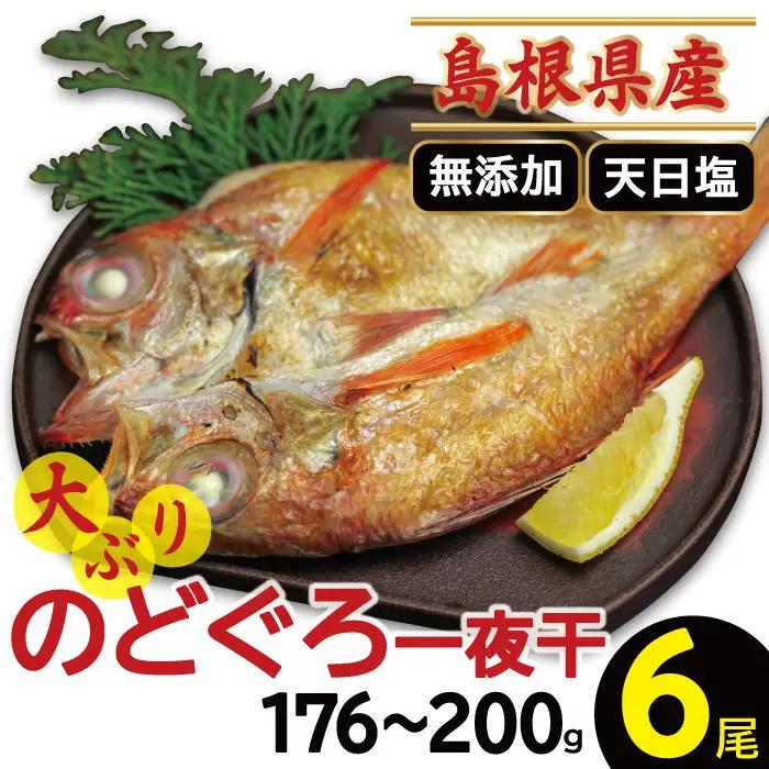 島根県沖！大ぶり「のどぐろ一夜干し」（６尾）【のどぐろ一夜干し 1尾あたり176～200g のどぐろ 干物 無添加 天日塩 魚介類 魚 ノドグロ のど黒 アカムツ 大きめ 干物 新鮮 冷凍 真空パック
