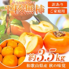 【先行受付】【ご家庭用わけあり】和歌山秋の味覚　平核無柿(ひらたねなしがき)　約3.5kg