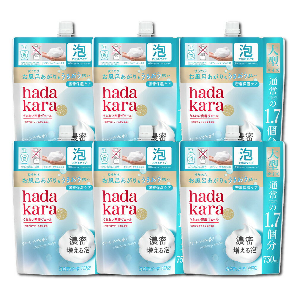 【ふるさと納税】【新パッケージ】hadakara（ハダカラ）ボディソープ　泡で出てくるタイプ　クリーミーソープの香り　詰替え750ml 6袋パック | 石鹸 スキンケア 洗浄 ボディケア 人気 おすすめ 送料無料