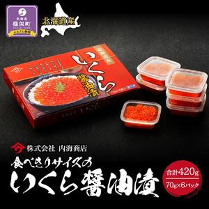 【小分け　70g×6パック】食べきりサイズのいくら醤油漬｜ いくら