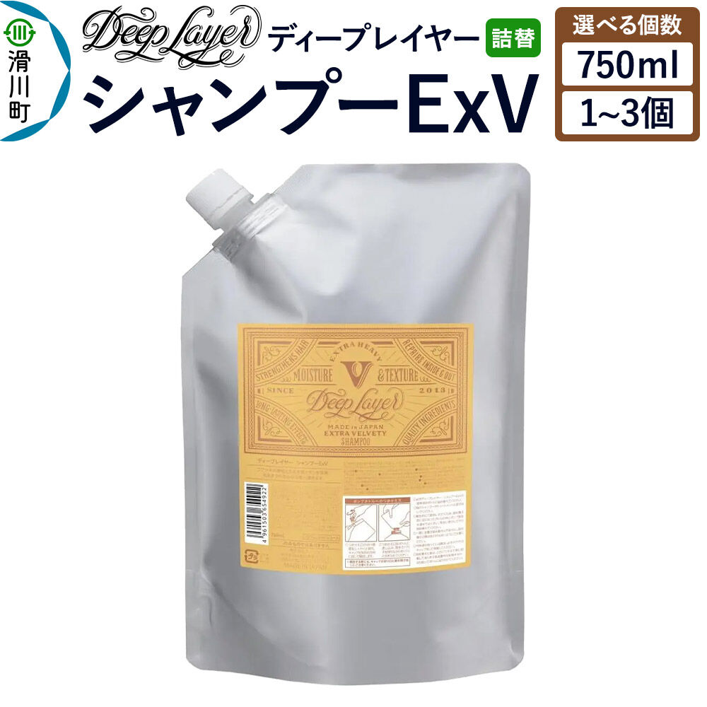【ふるさと納税】DeepLayer ディープレイヤー シャンプー ExV 【詰替】 750mL【選べる個数】 [まとまり パサつき なめらか 手触り スルスル髪 ふんわり 細毛 軟毛 ダメージ毛 ブリーチ毛]