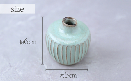 工房とめ 一輪挿し グリーン(つぼ型) | 花瓶 一輪挿し 陶器 栃木県 茂木町