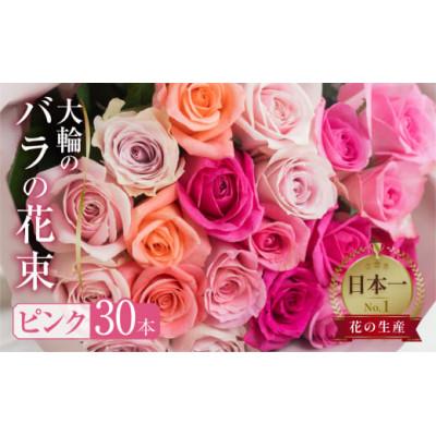 ふるさと納税 田原市 大輪のバラの花束 ピンク 30本 (40cm)