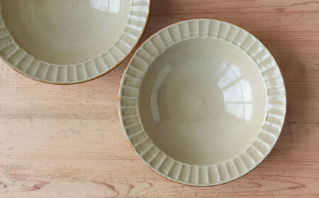 【波佐見焼】SHINOGI 7寸パスタ皿 2点セット 黄瀬戸【studio wani】[MB59]