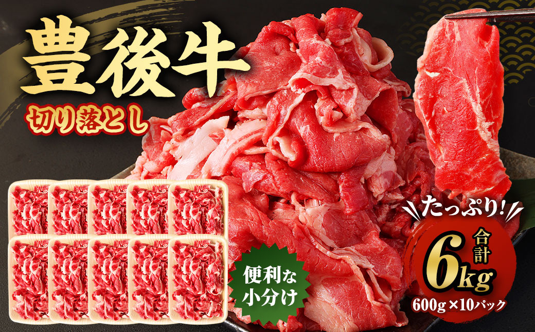 豊後牛 切り落とし 合計約6kg (約600g×10パック) 牛肉 国産 大分県産