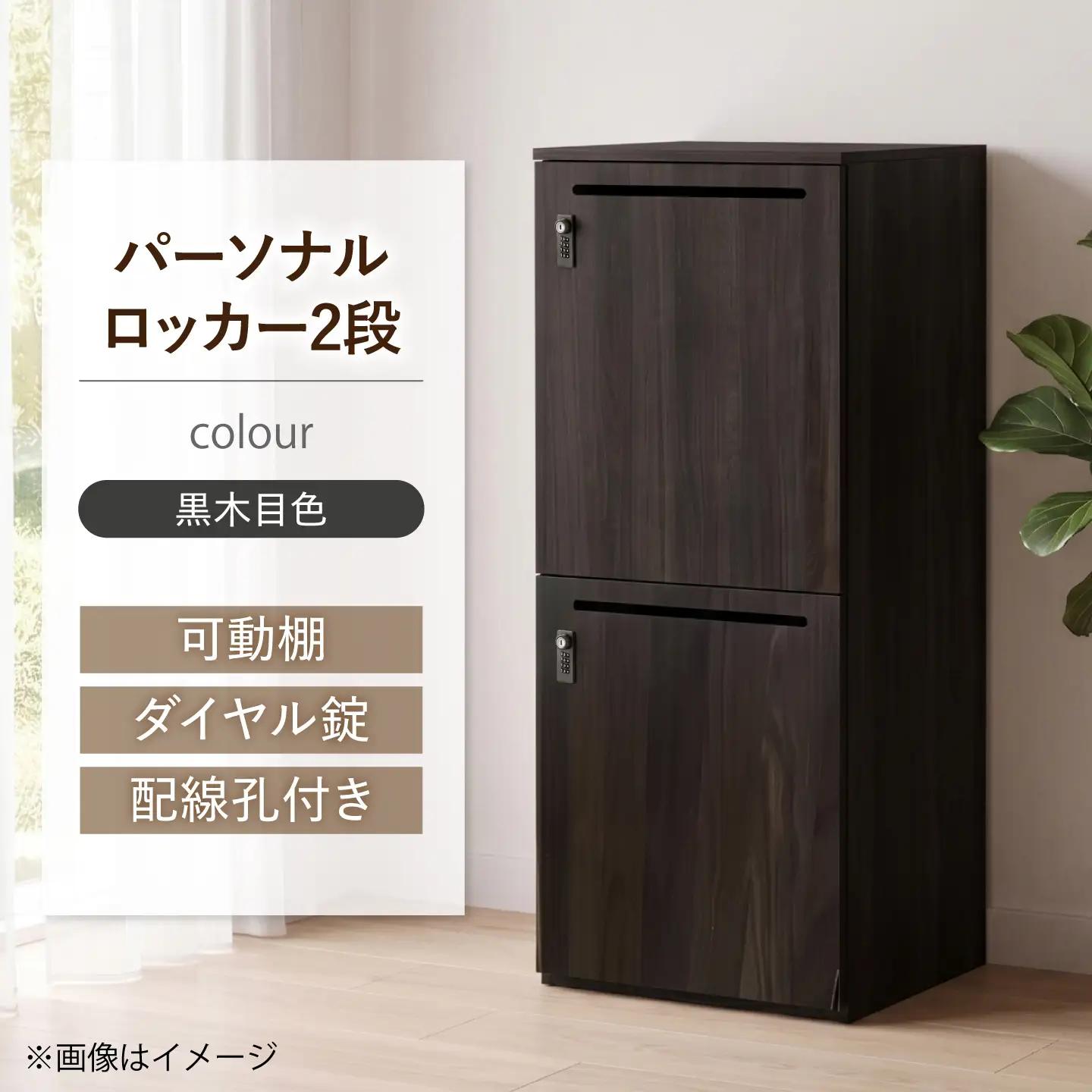 【2段/黒木目】 パーソナルロッカー 2段 RGP4545-2 黒木目色 ロッカー 収納 木製 愛西市 / タック株式会社[AEAH028-2]